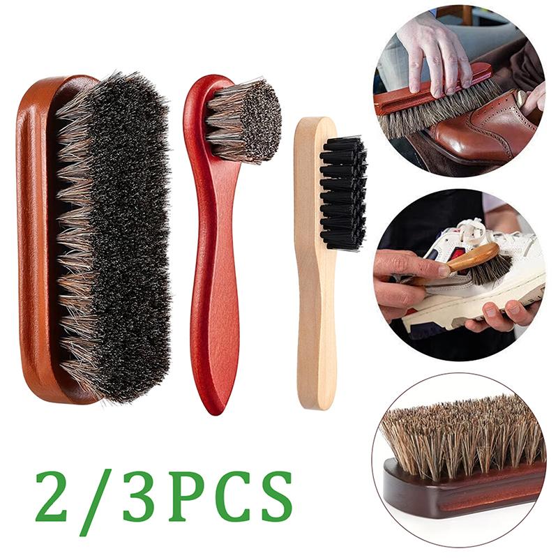 Leather Shoe Polish - 내구성이 뛰어난 말털 브러시 세트(2개/3개), 가죽